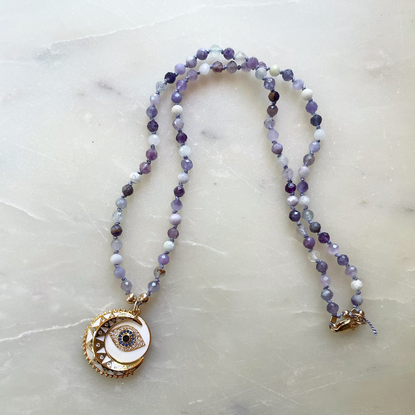 White Crescent with Amethyst Stone