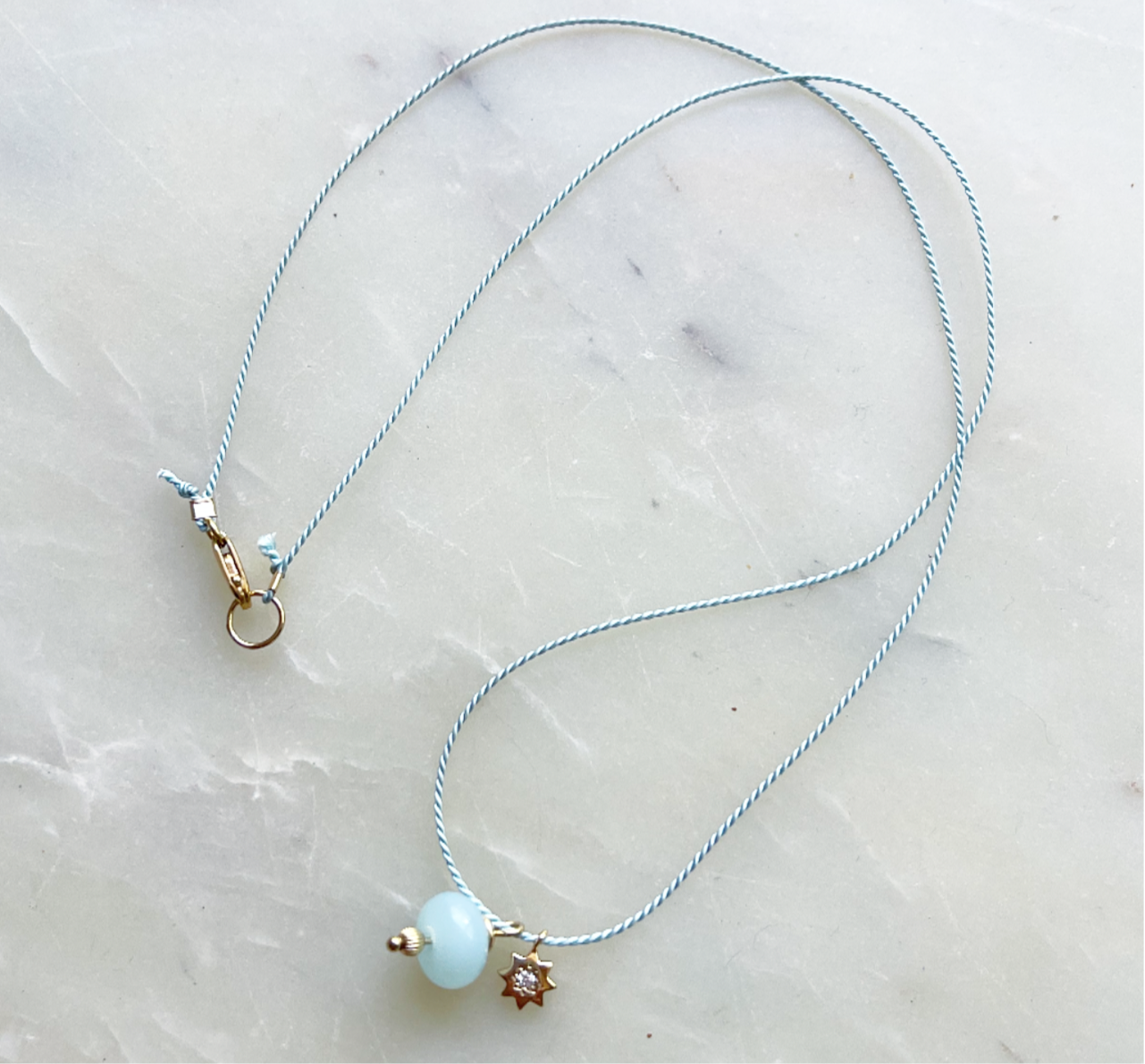 Baby blue Silk Necklace star