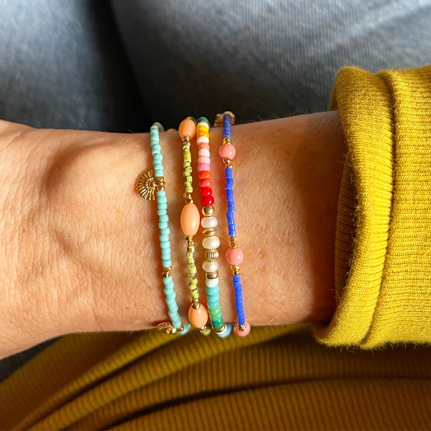 Cobalt Blue and Peach Agate Bracelet