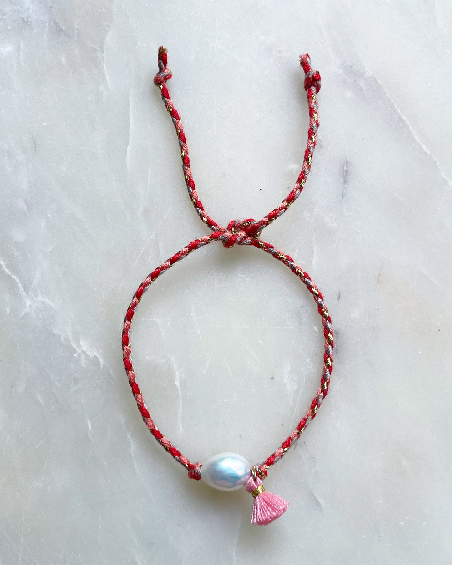 Tie on Bracelet in Coral Bliss