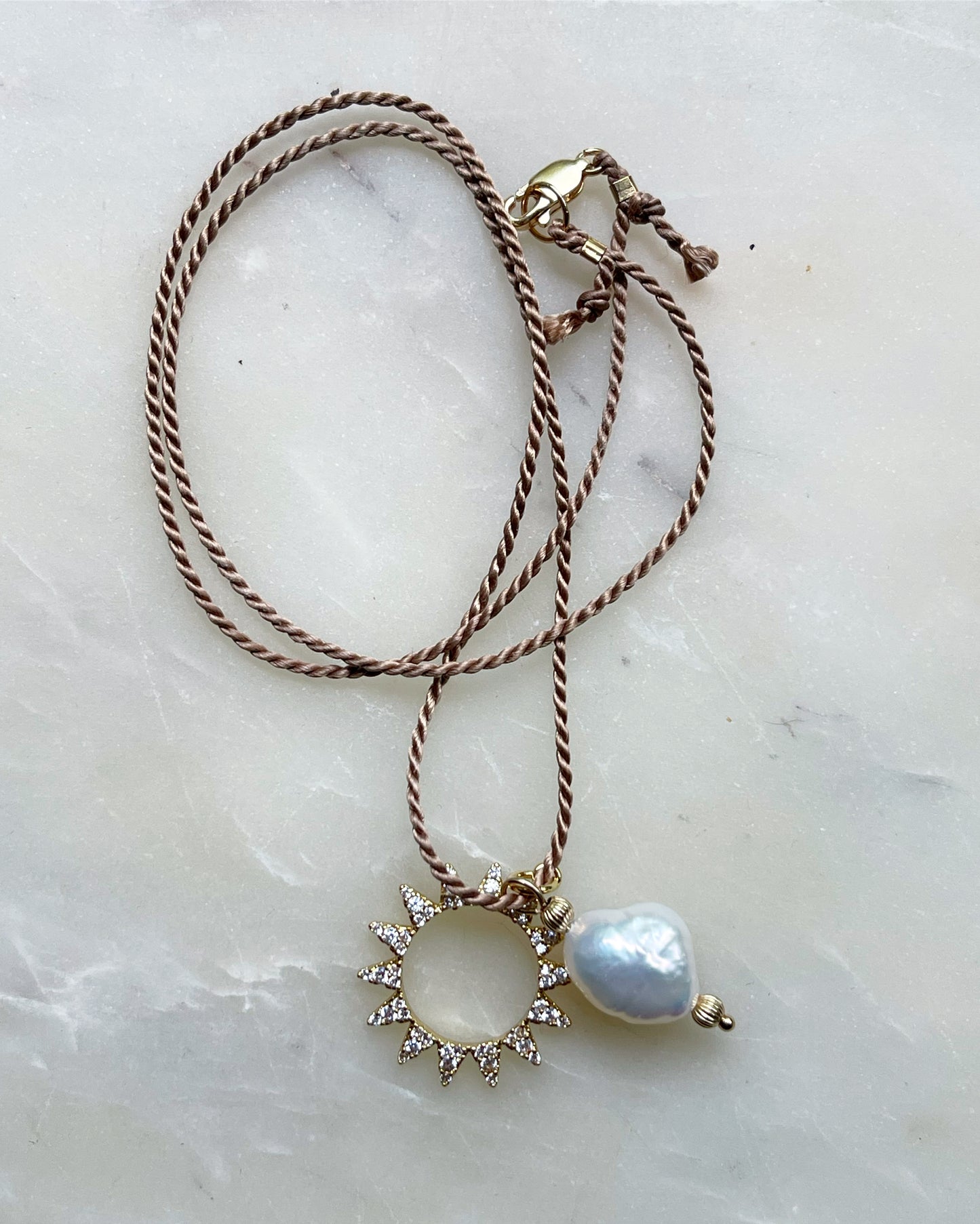Pearl Charm Silk Necklace star
