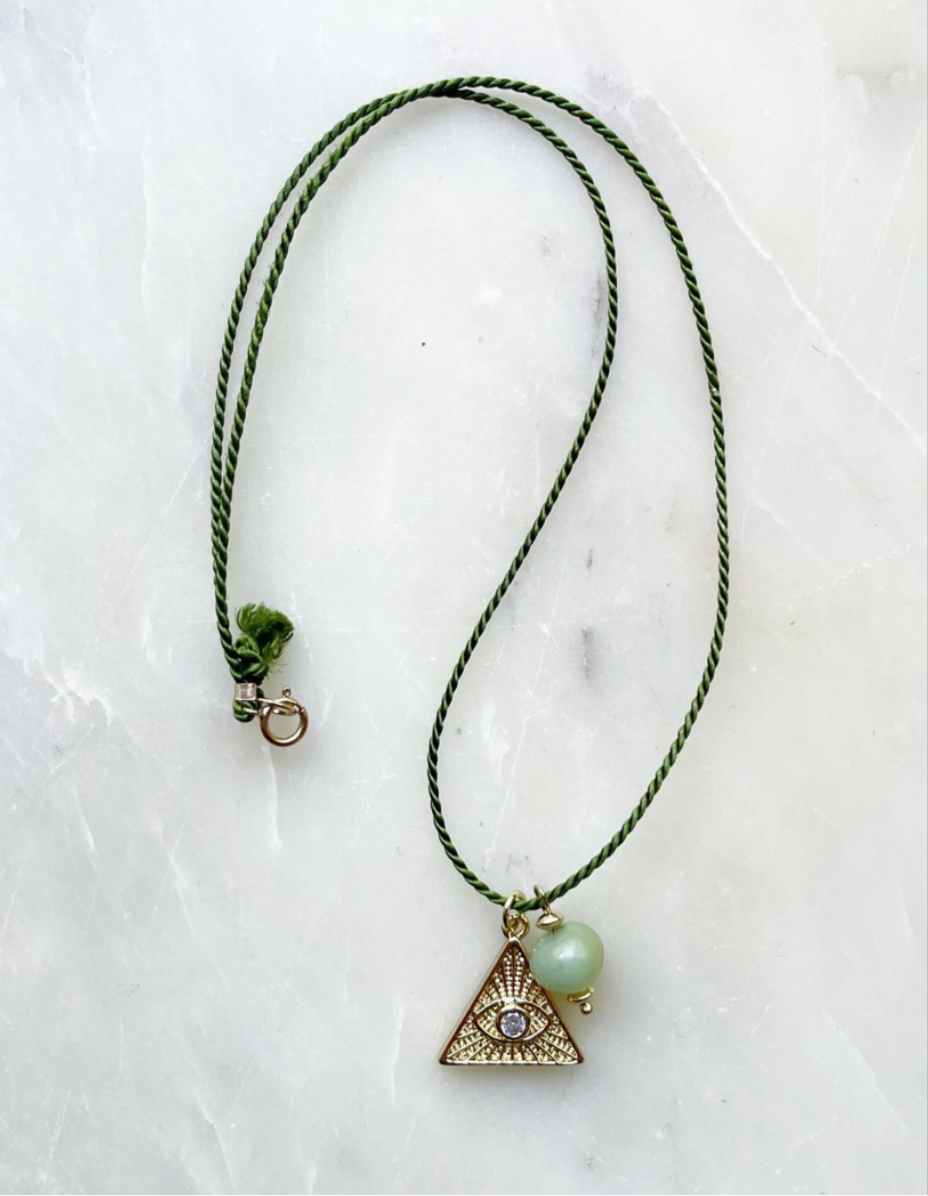 Green Silk Eye Necklace