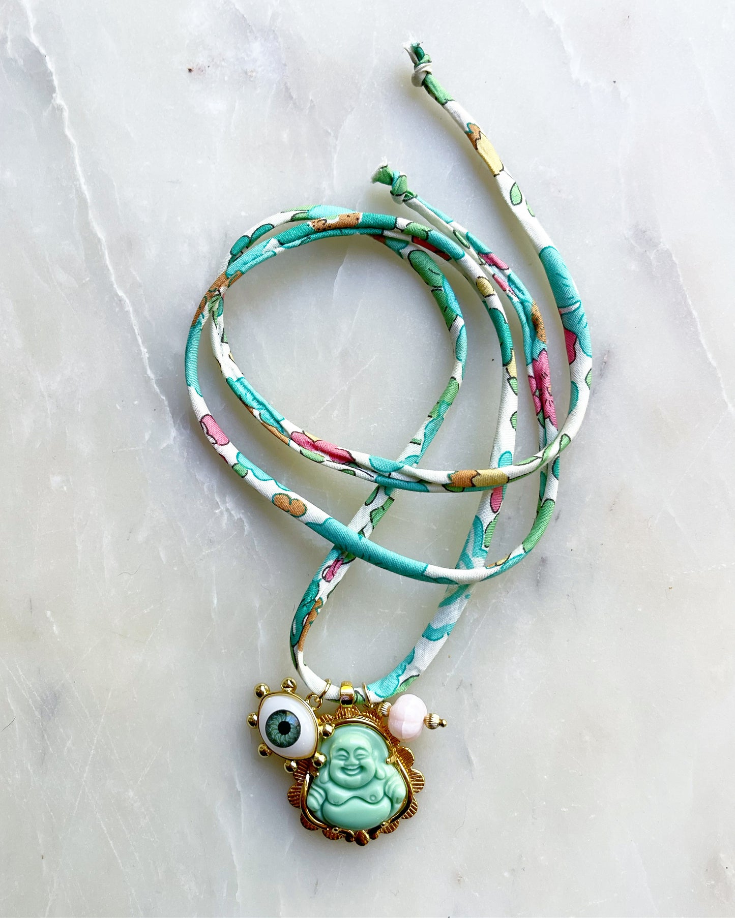 Liberty of London Tie on Buddha Necklace in Green