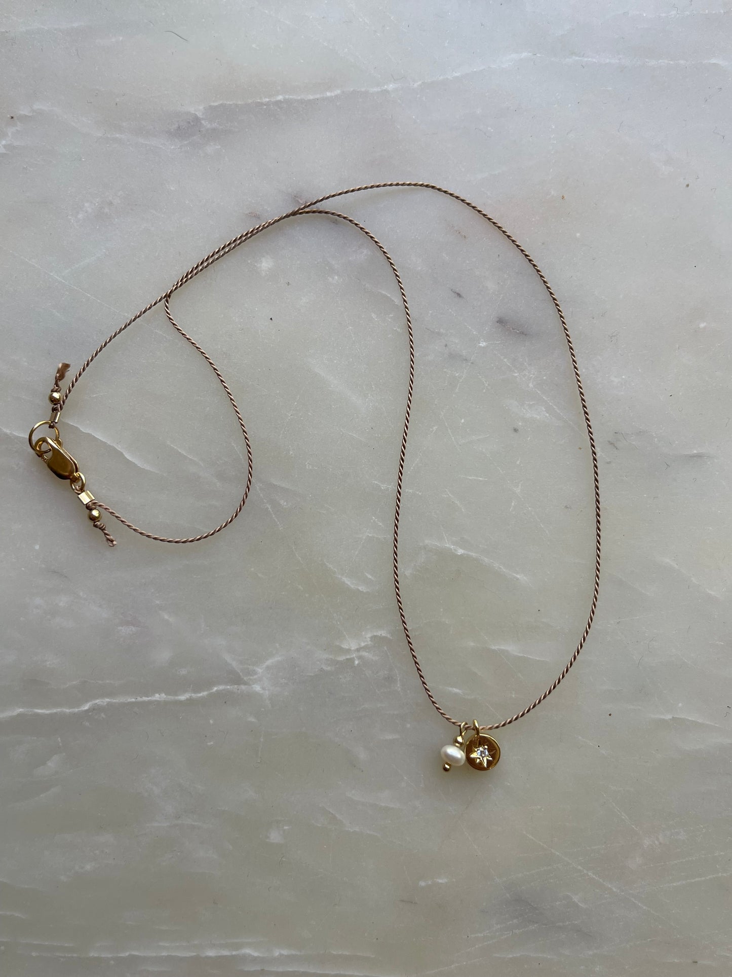 Latte Tiny Charm Silk Necklace star