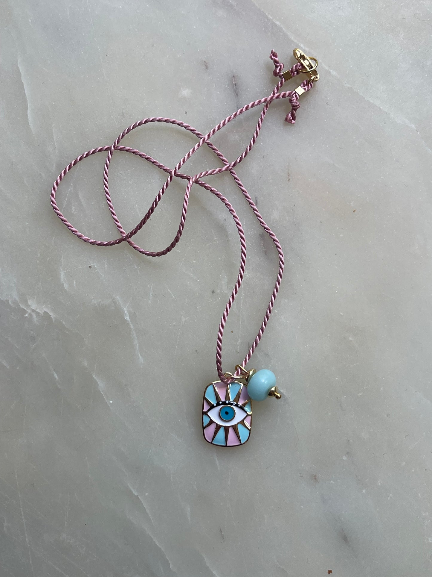 Star Burst Enamel Eye Silk Necklace