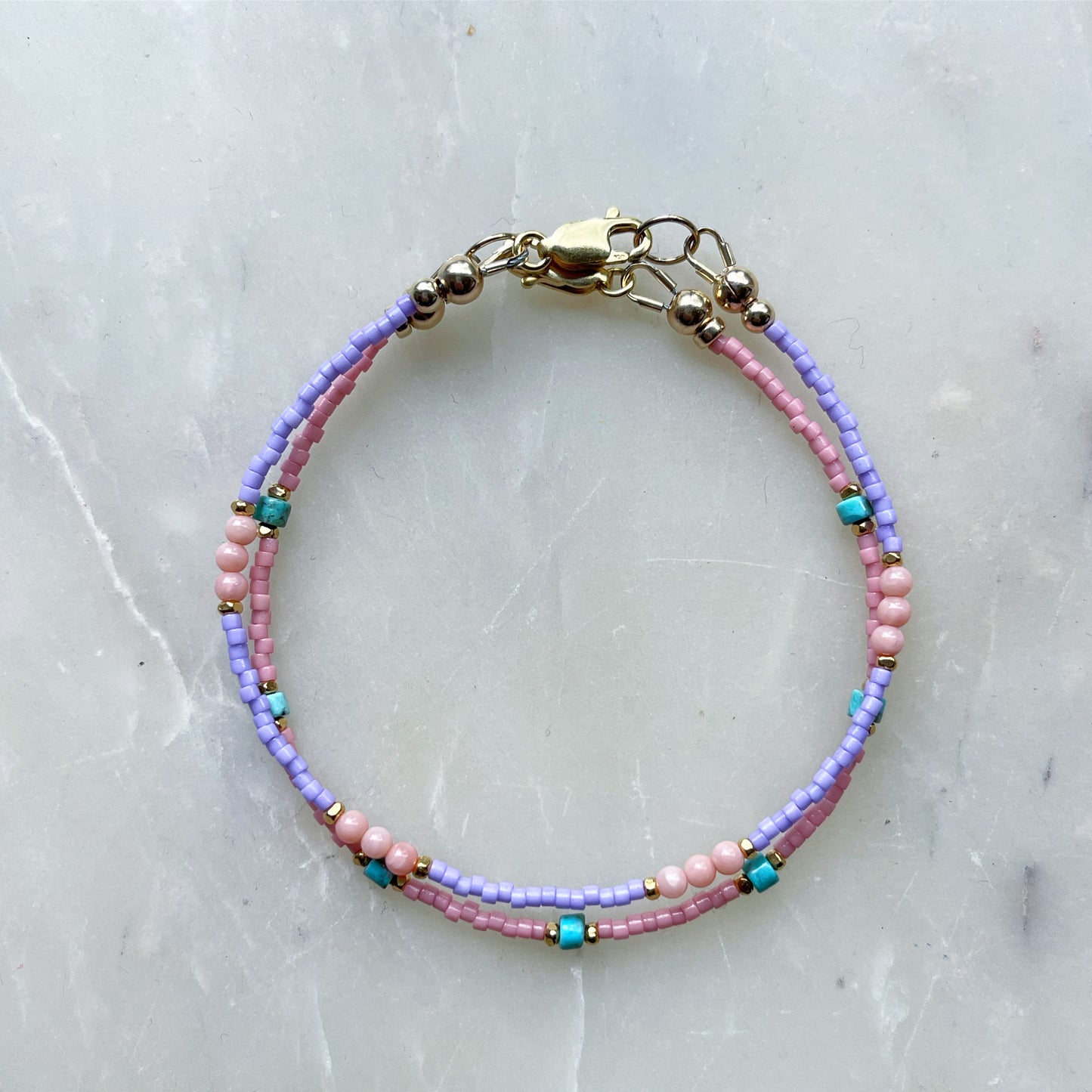 Lilac and Peach Coral Bracelet