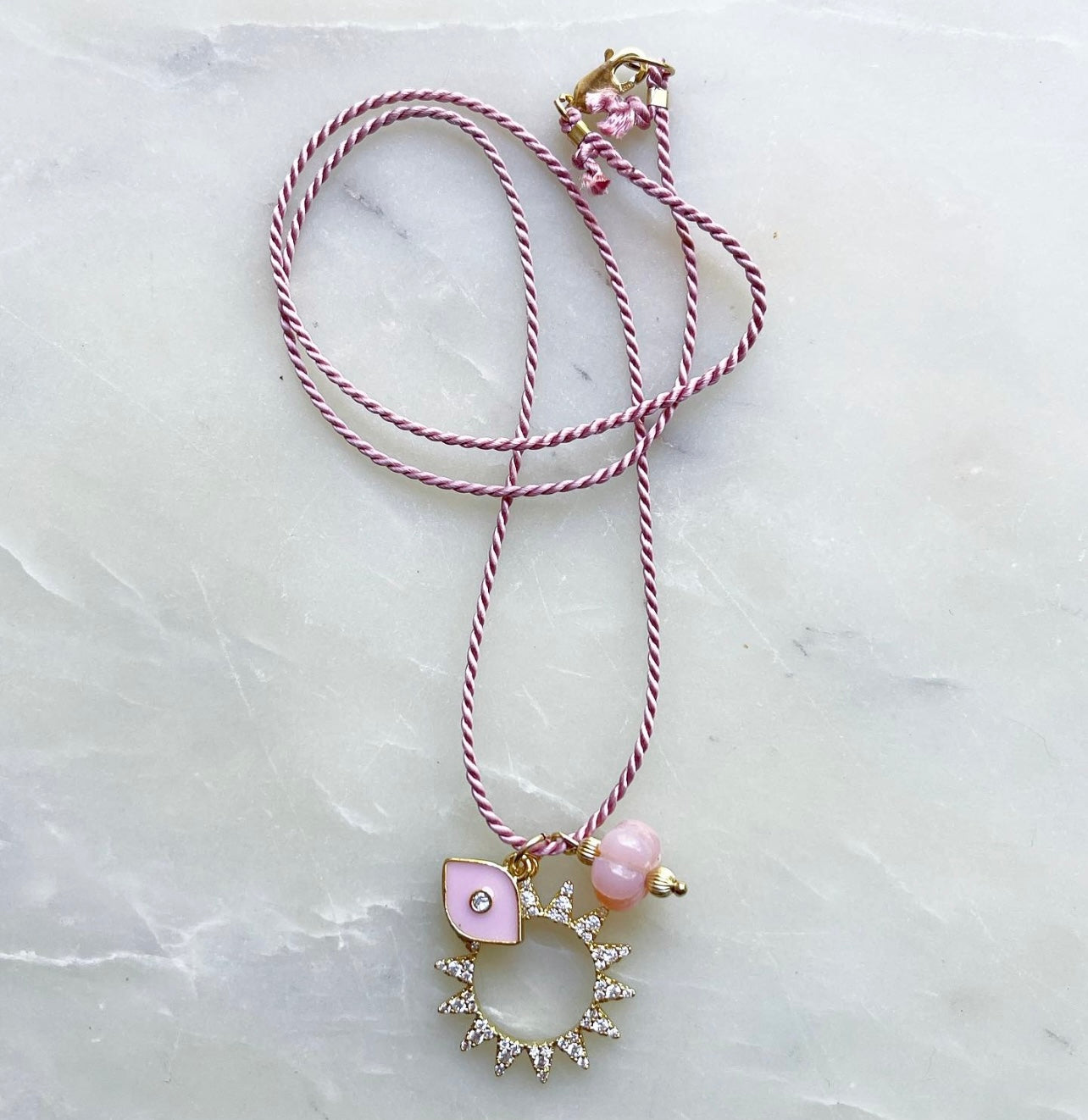 Pink Charm Silk Necklace star