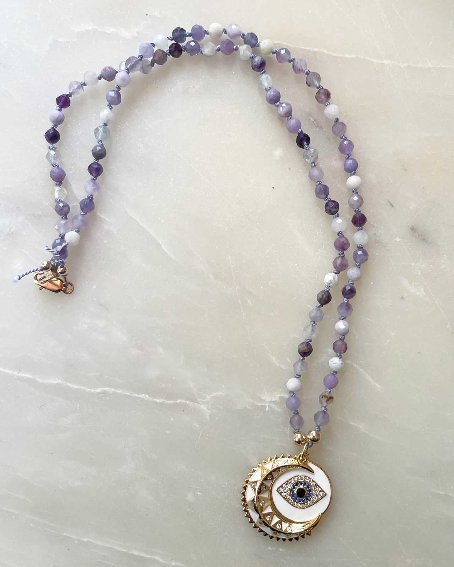 White Crescent with Amethyst Stone