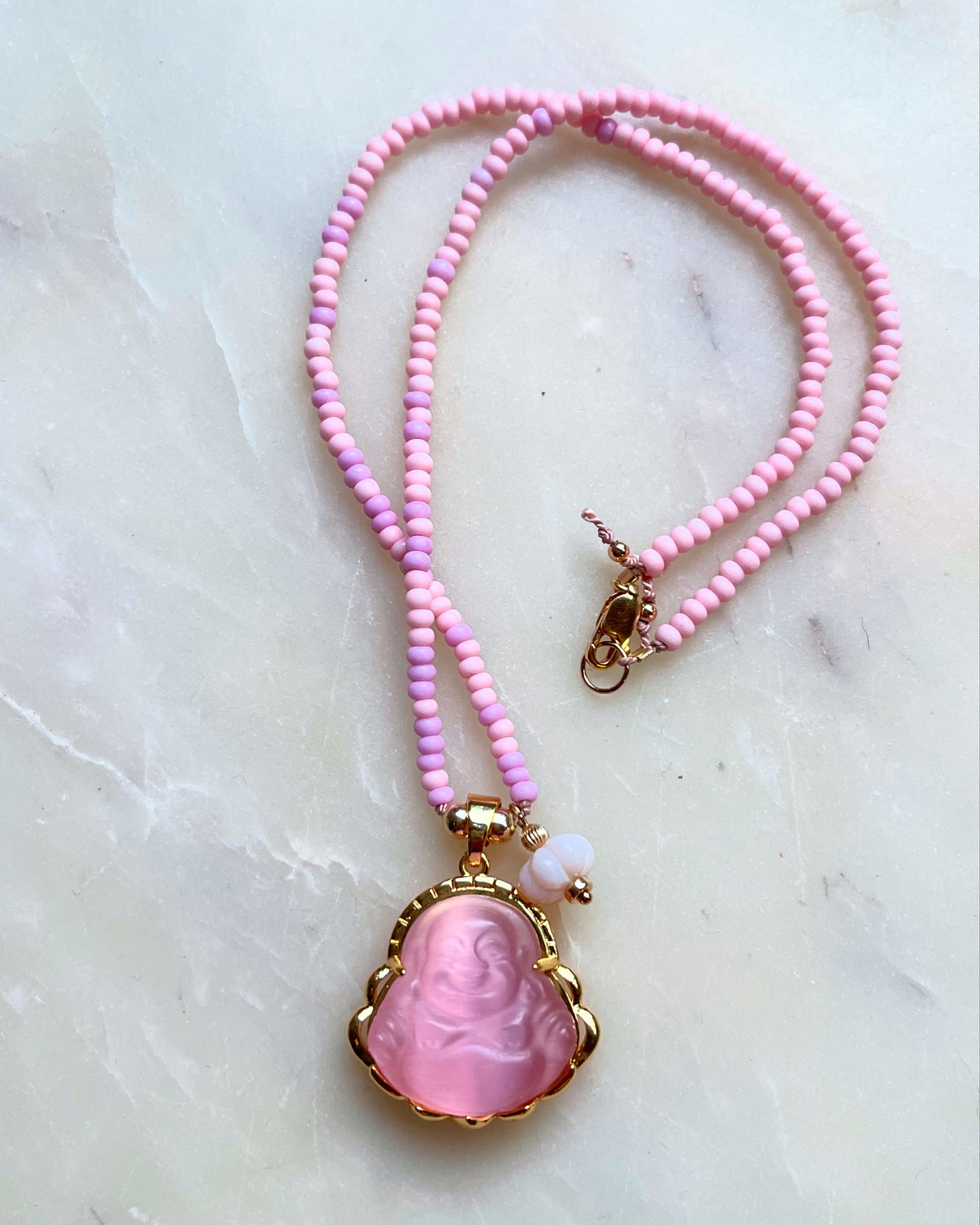 Baby Pink Buddha Necklace