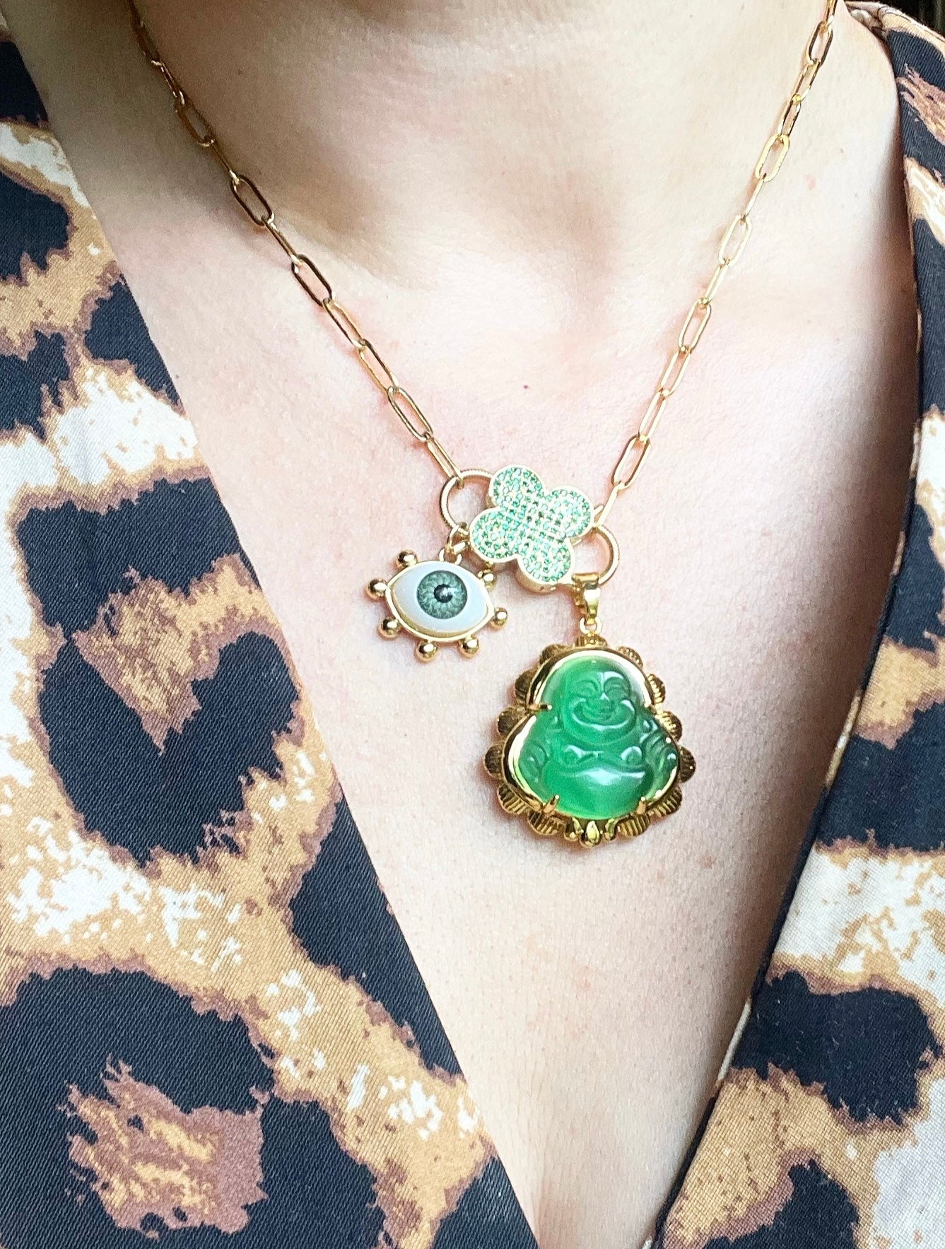 Dark Green Buddha Necklace