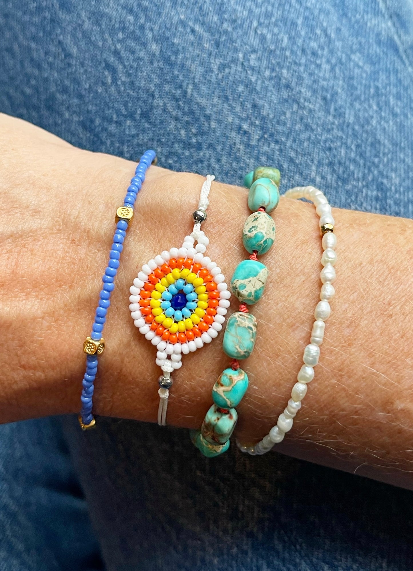 Hand beaded eye Bracelet
