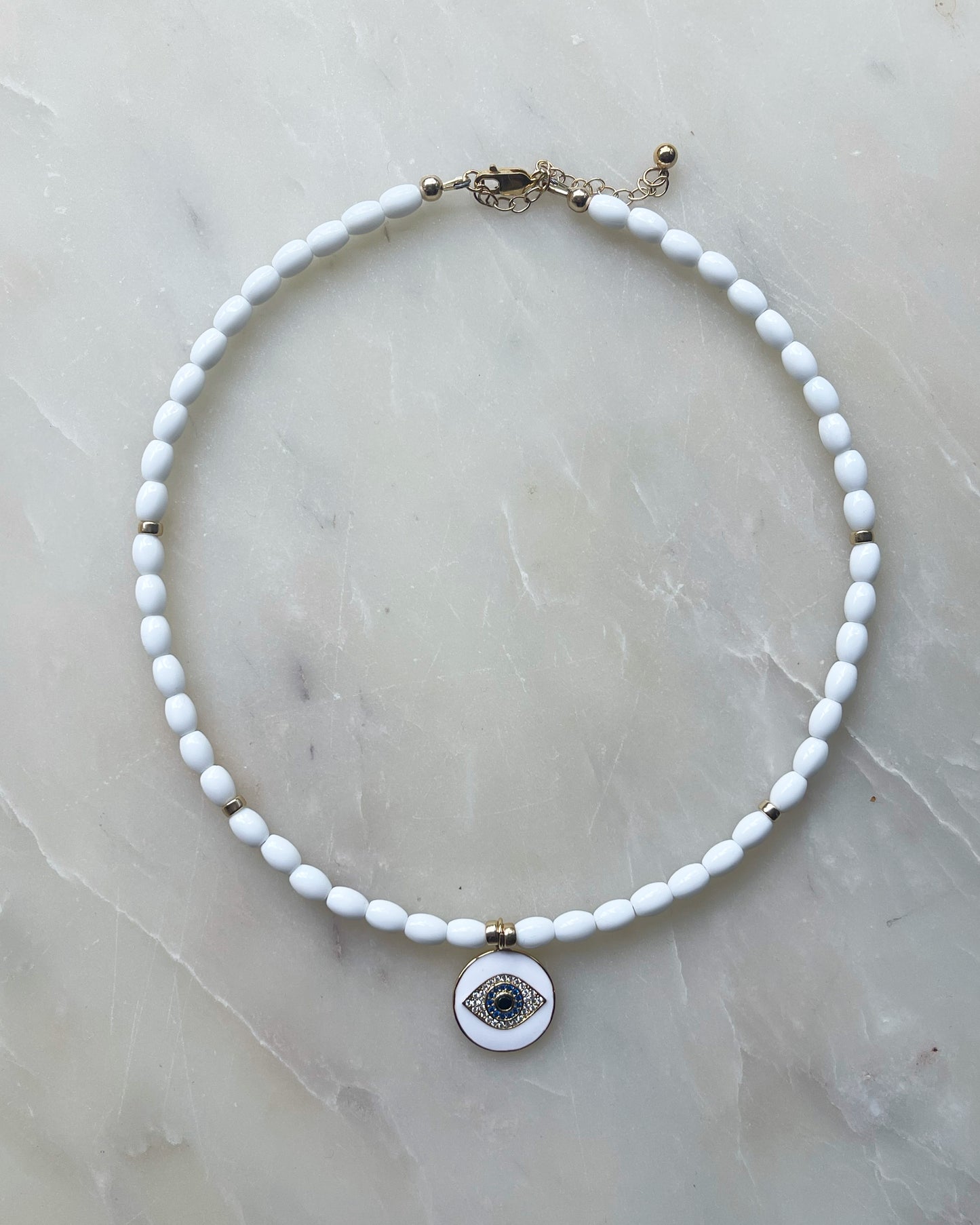 White Enamel Eye Choker