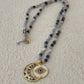 Crescent moon necklace hand tied agate