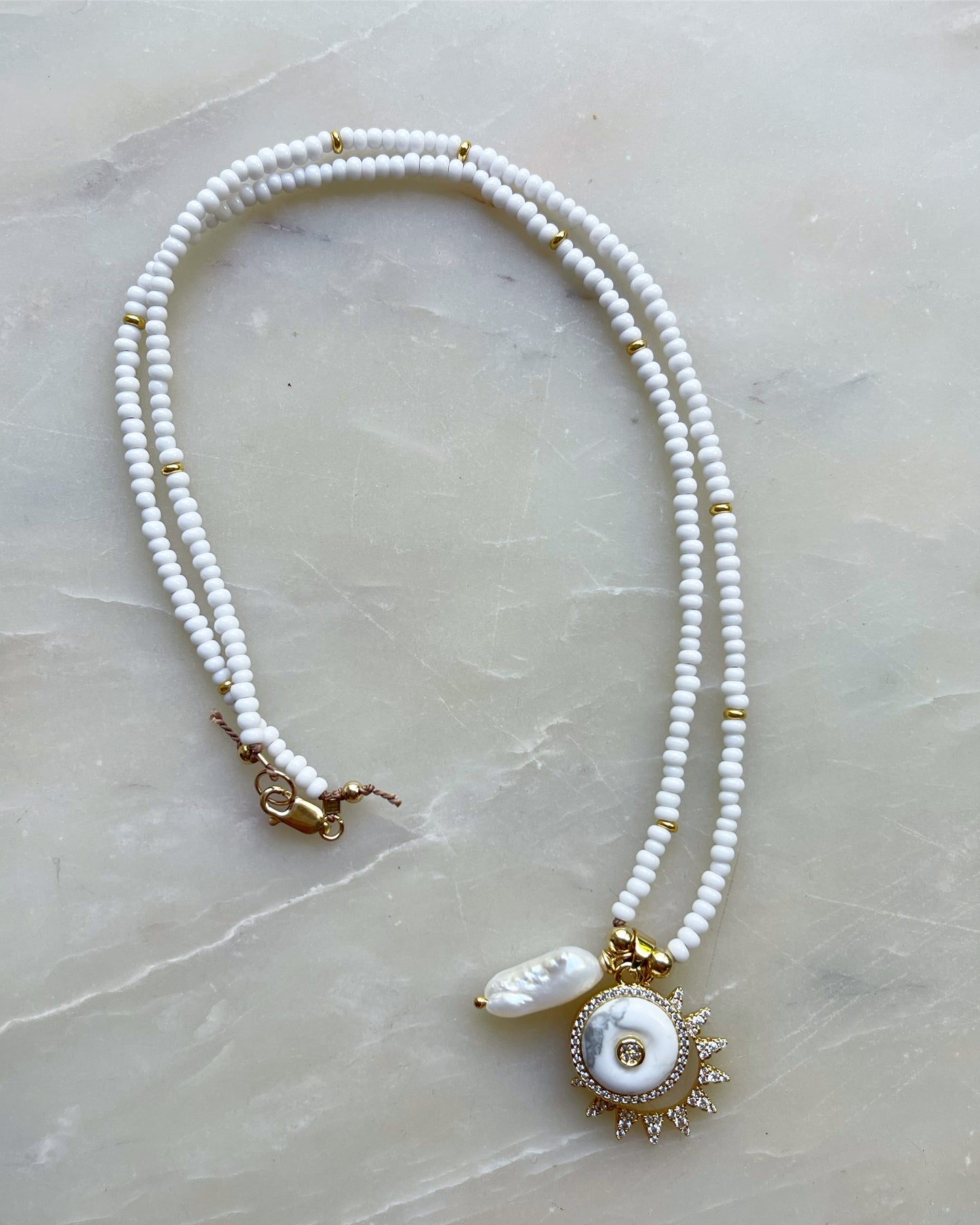 White Charm Necklace