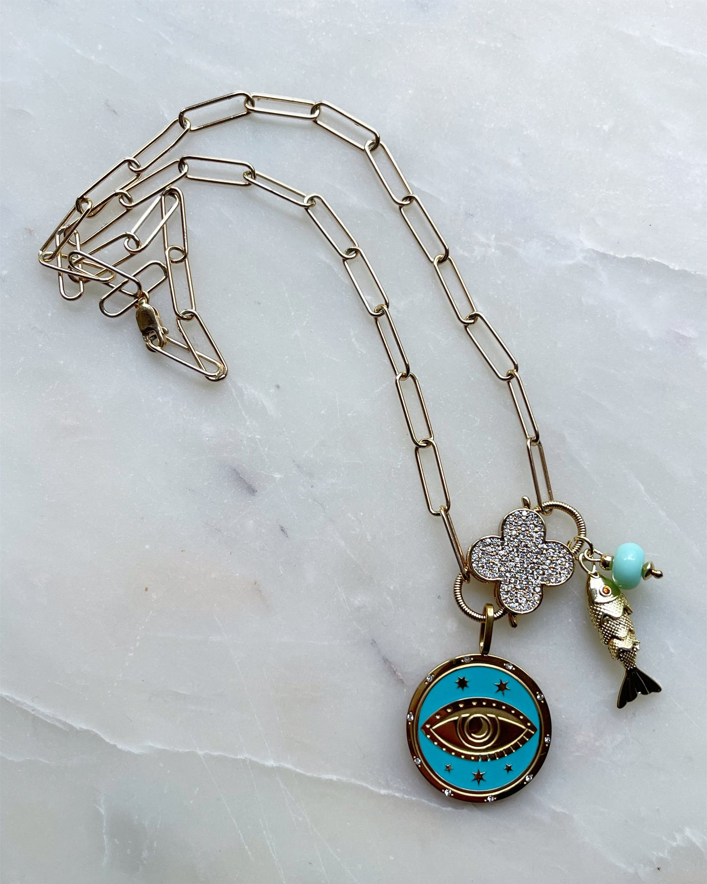 Enamel Eye Charm Necklace