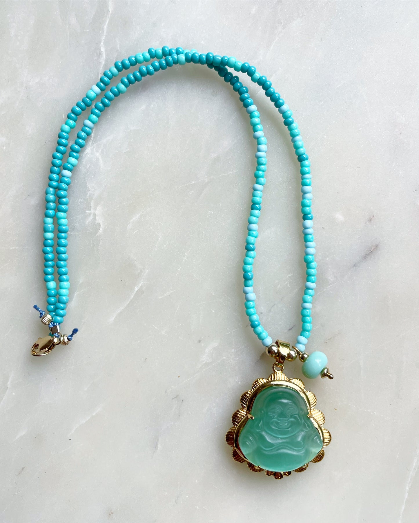 Mint Buddha Silk Necklace