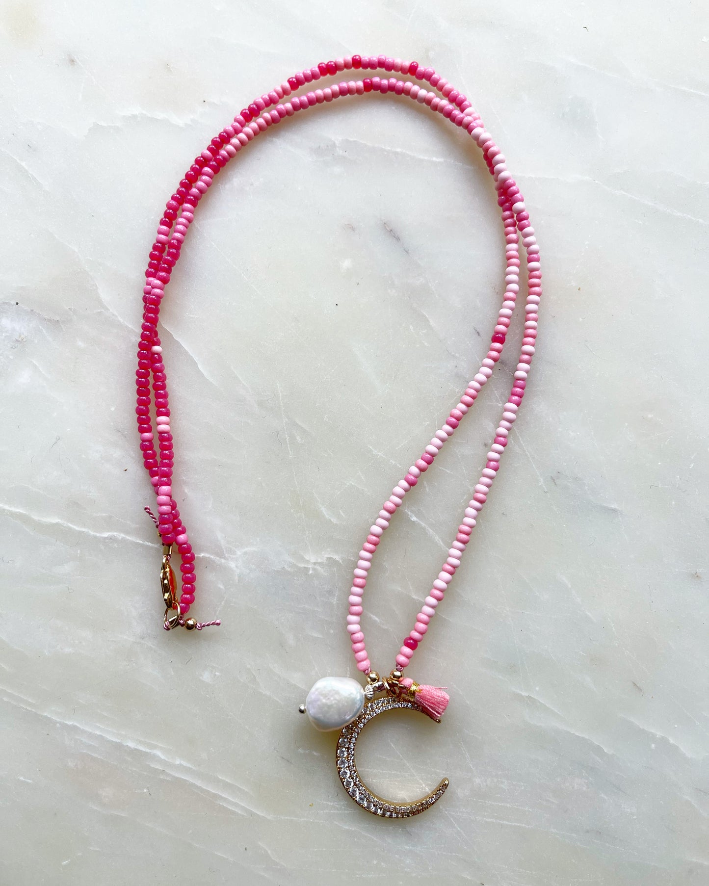 Fairy Floss Pink Tassel Necklace