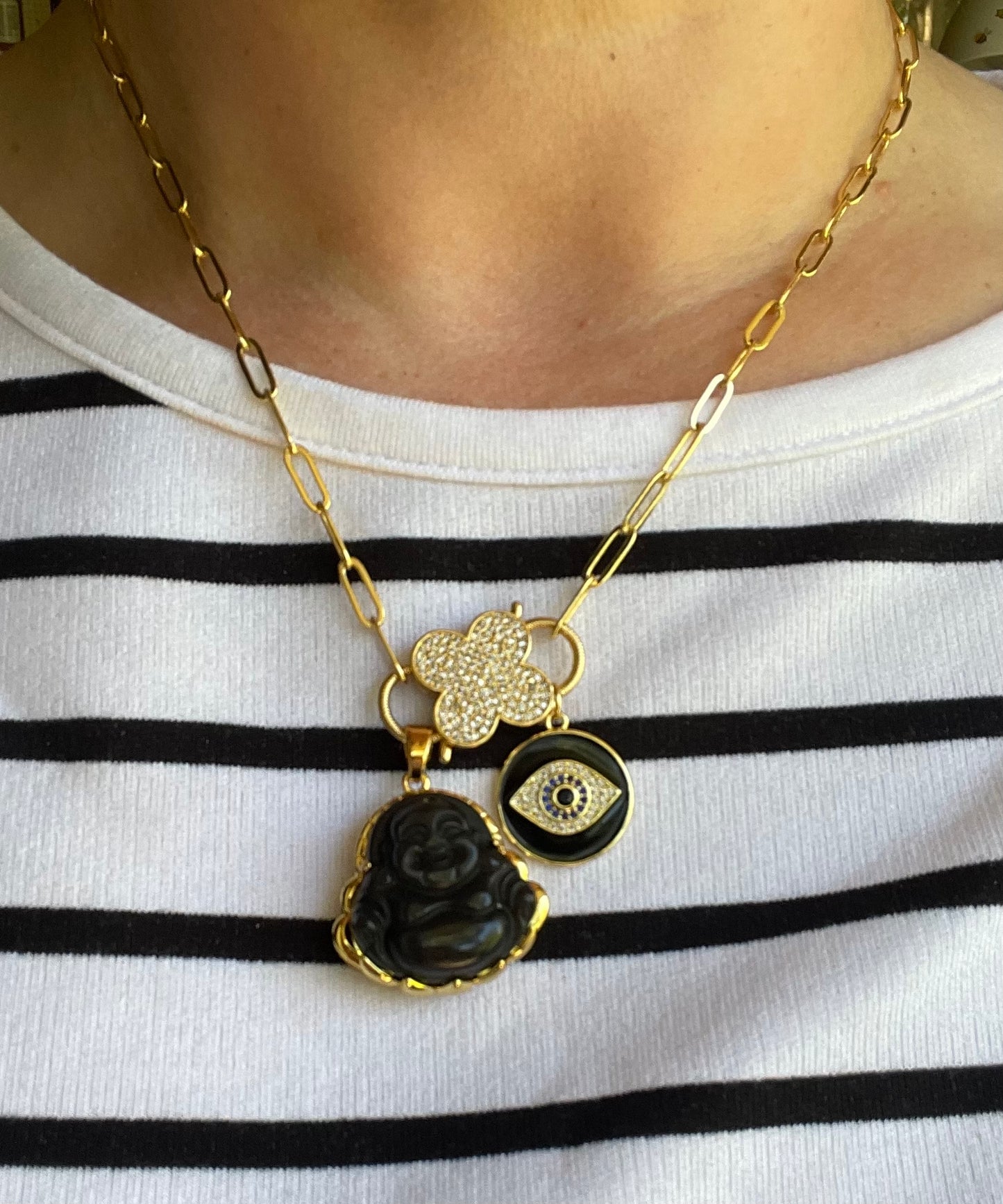 Black Buddha Charm Necklace