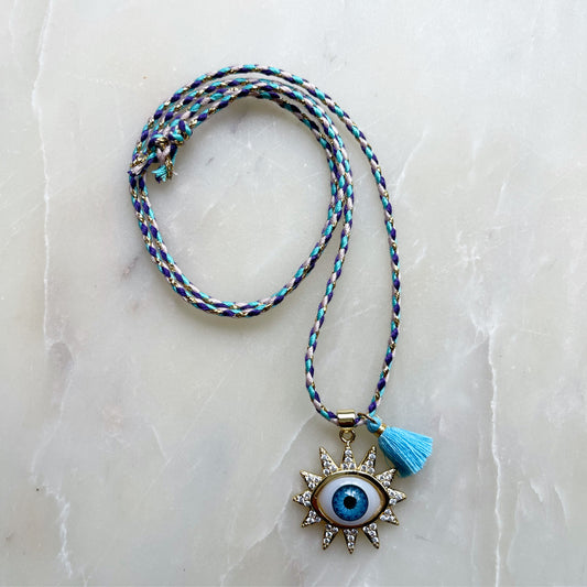 Eye & Tassel Tie Necklace