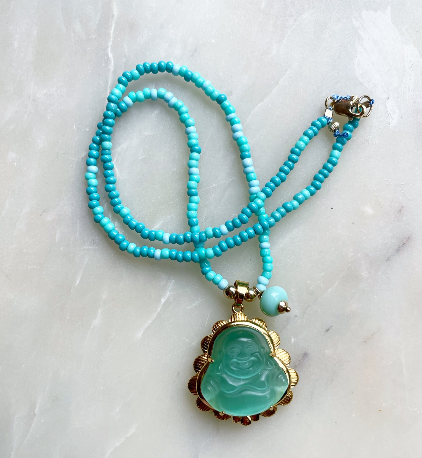 Mint Buddha Silk Necklace