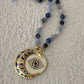 Crescent moon necklace hand tied agate