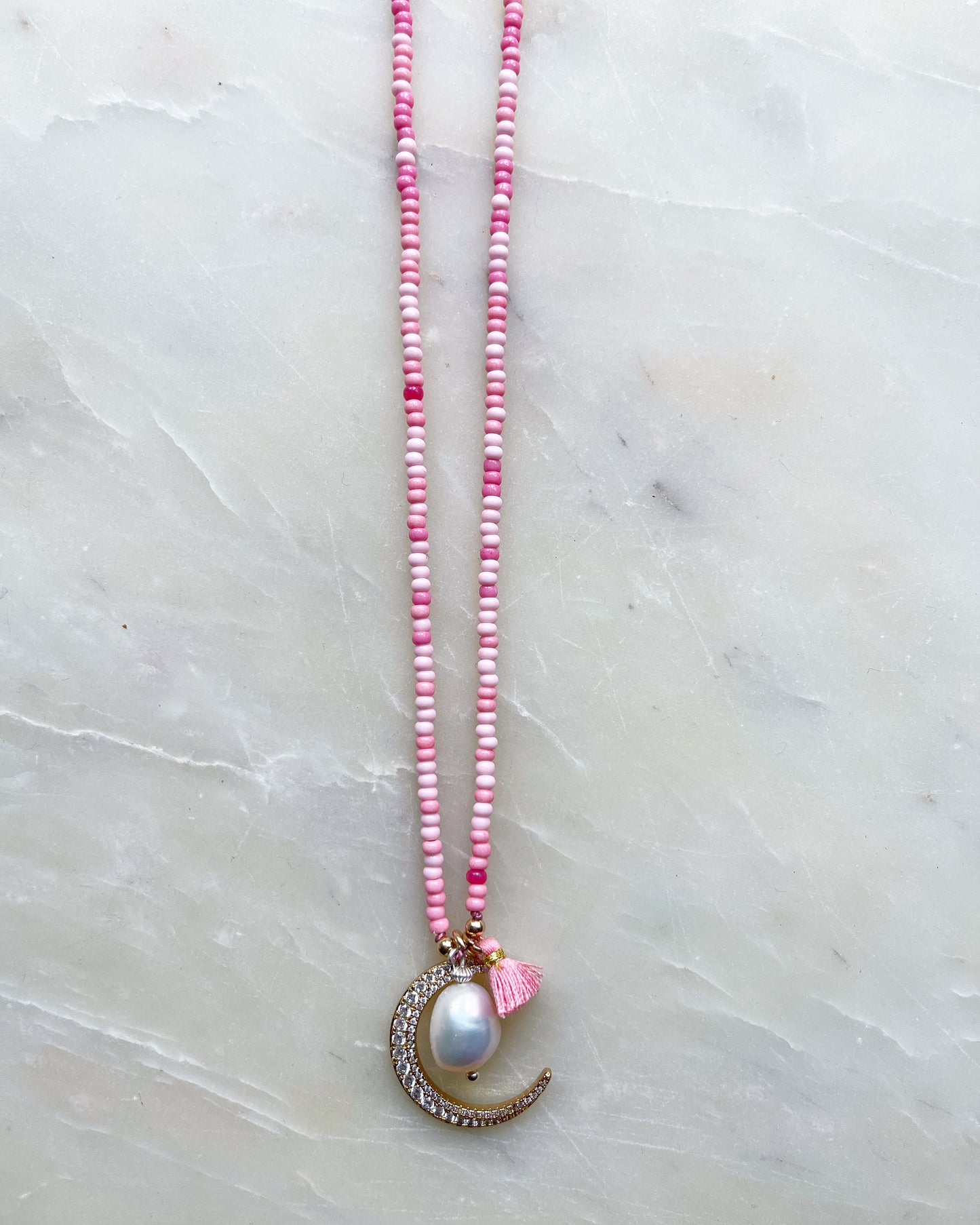 Fairy Floss Pink Tassel Necklace