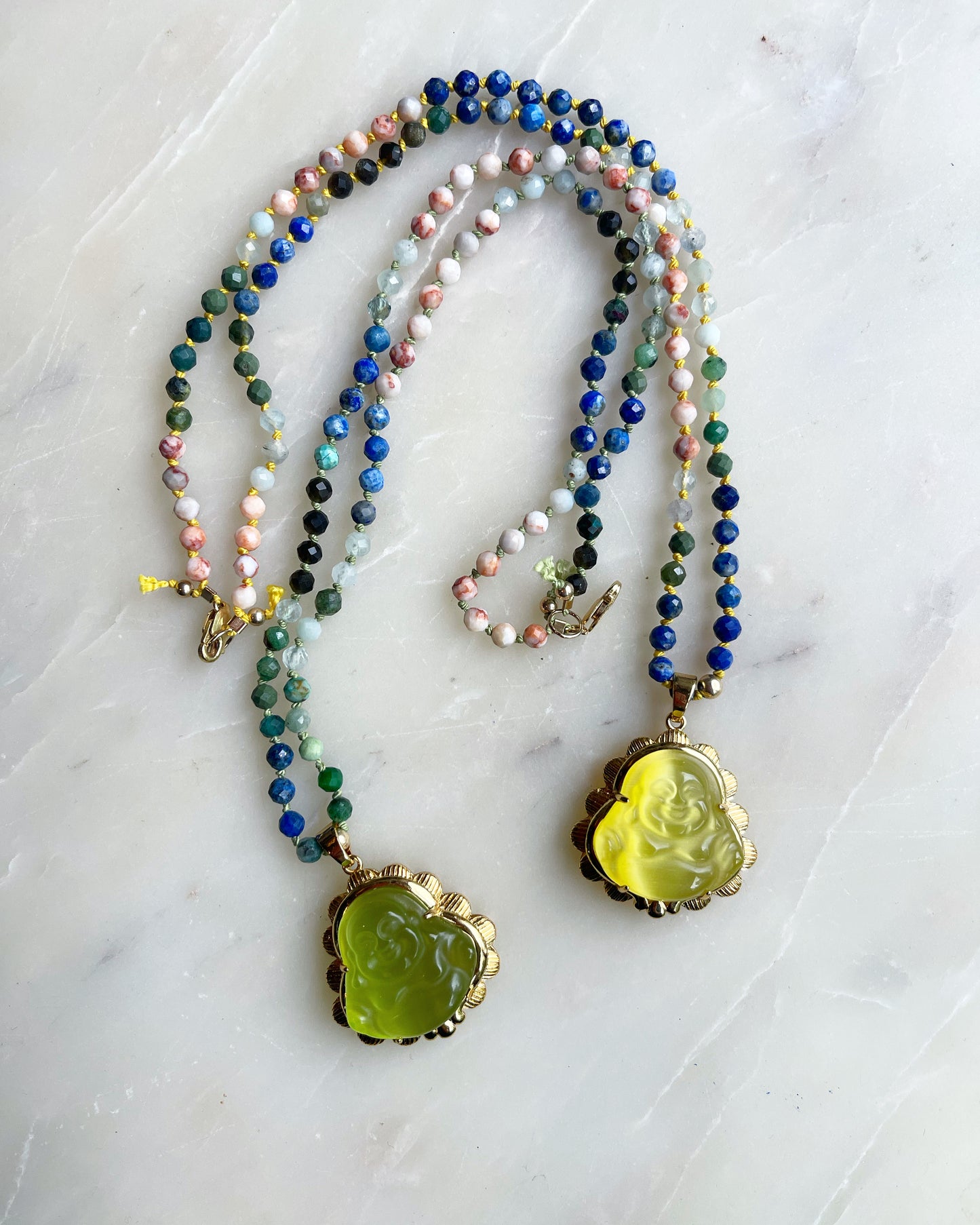 Semi precious stone Buddha Lime