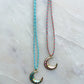 Crescent Moon Tie Necklace Aqua