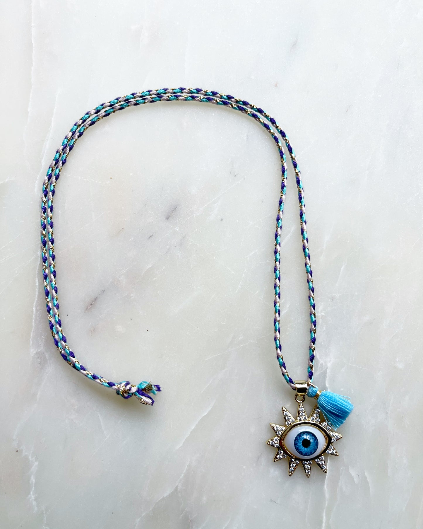 Eye & Tassel Tie Necklace