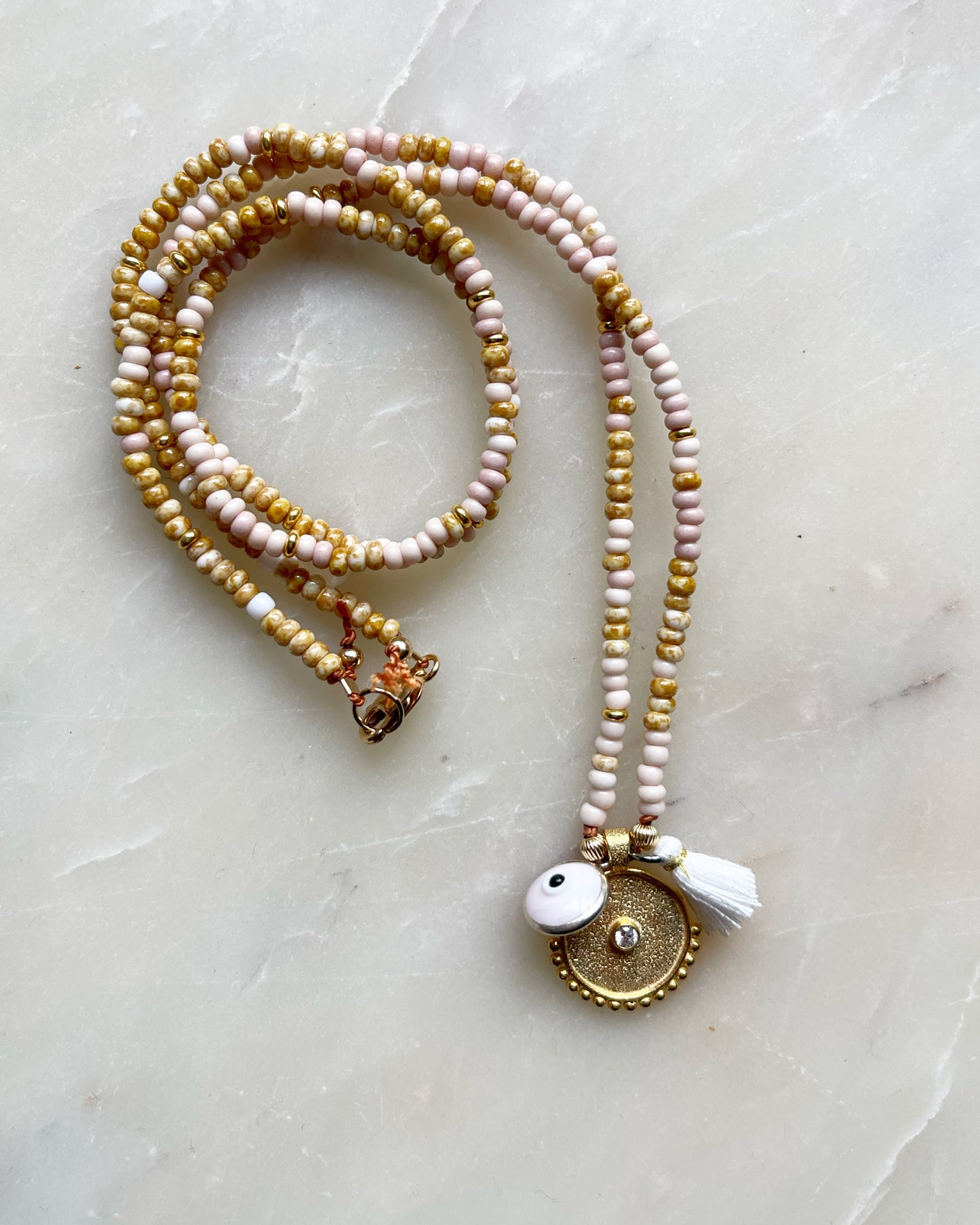 Gold Pendant Tassel Necklace