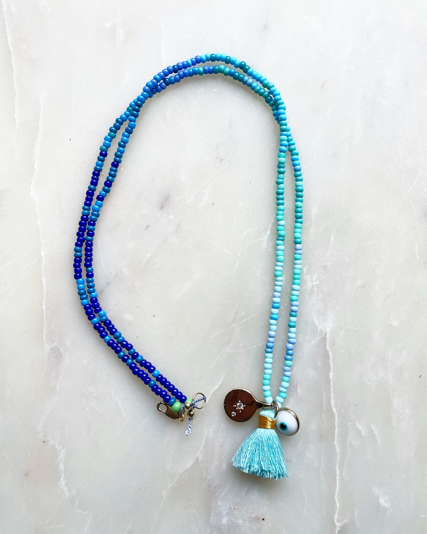 Midnight Blue Tassel  Necklace