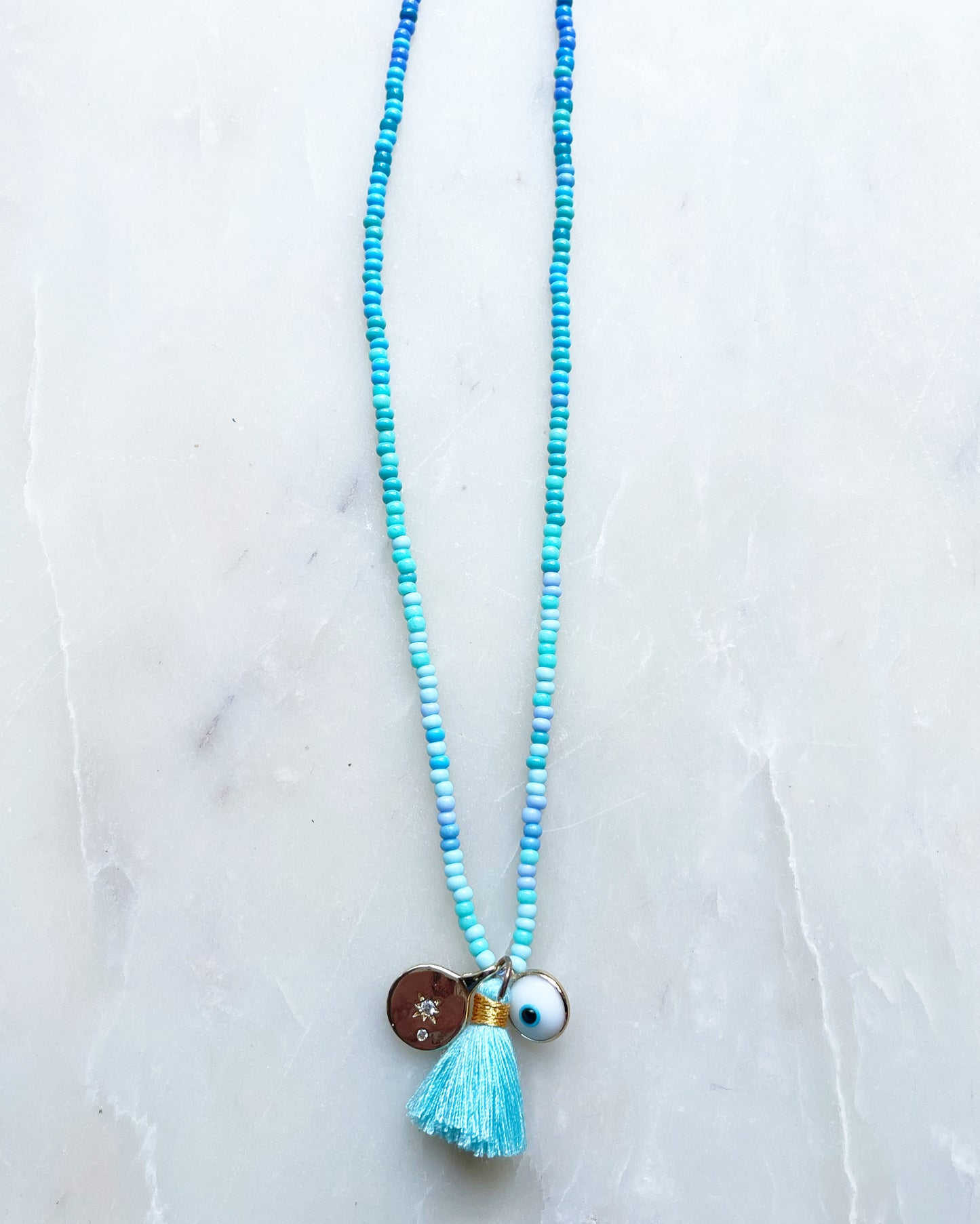 Midnight Blue Tassel  Necklace