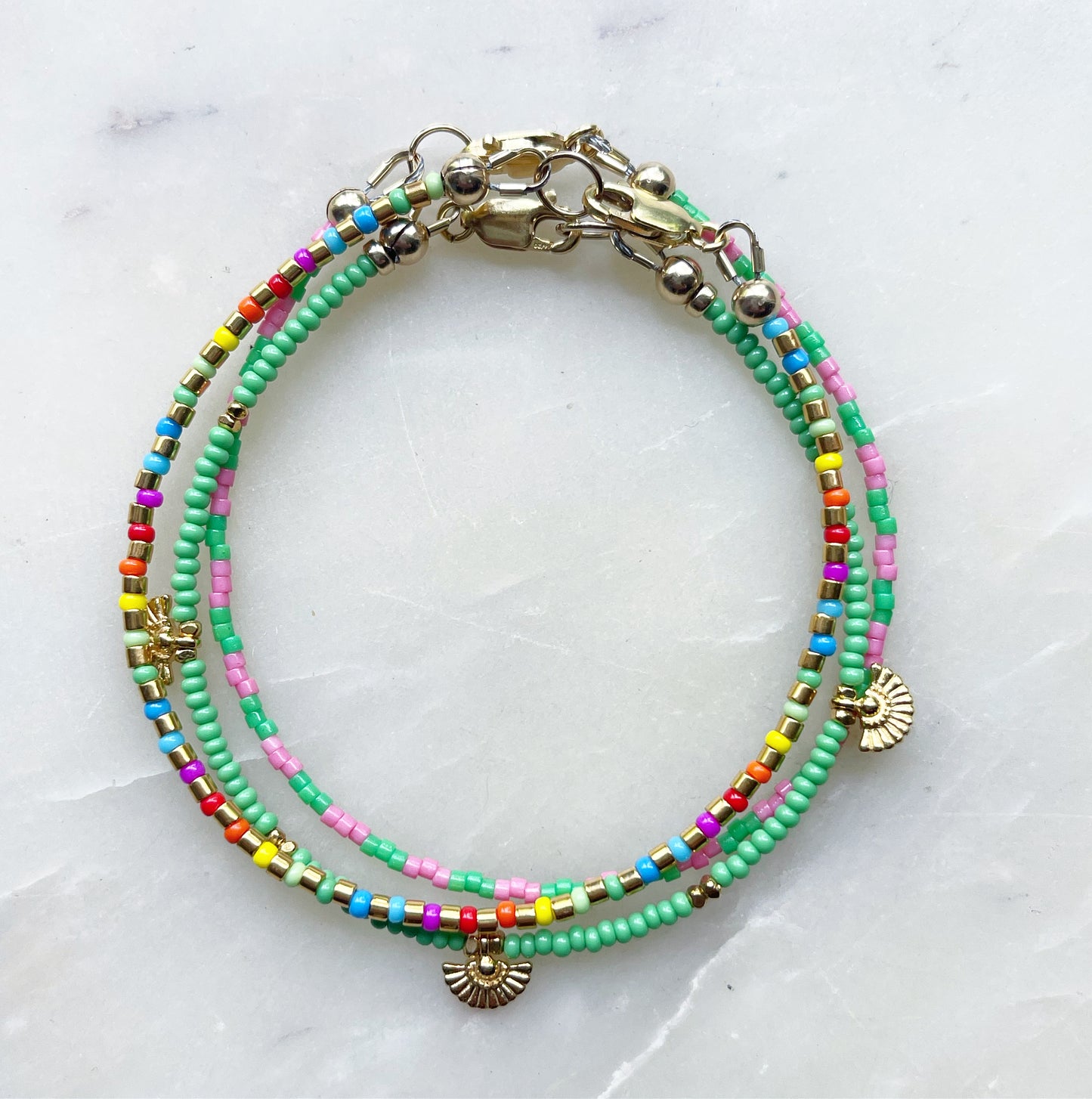 Neon Rainbow with Gold Bracelet