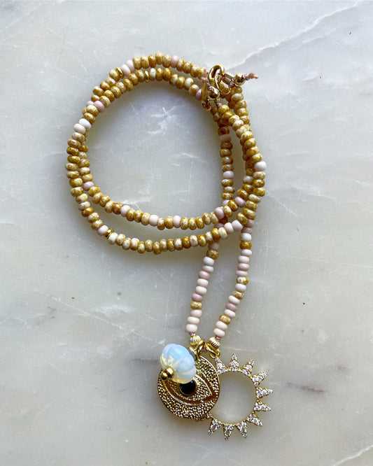 Golden Eye & Moonstone Necklace