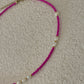 Hot pink pearl necklace