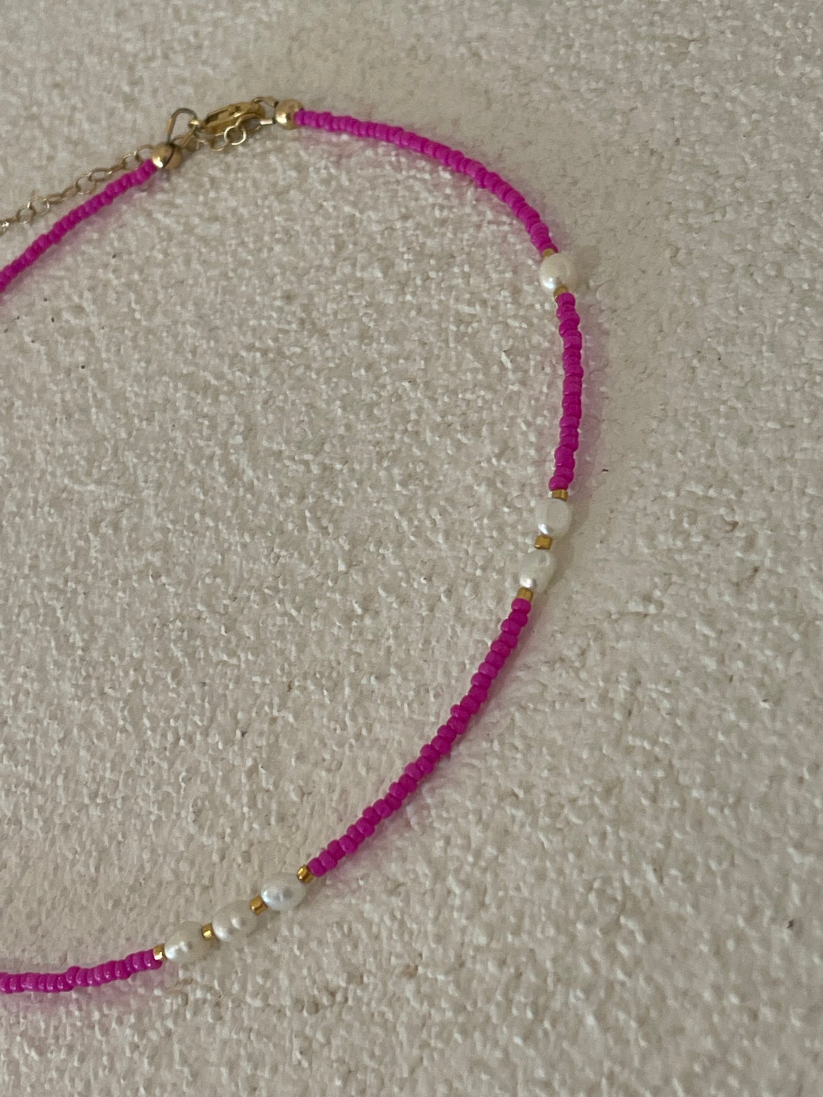 Hot pink pearl necklace
