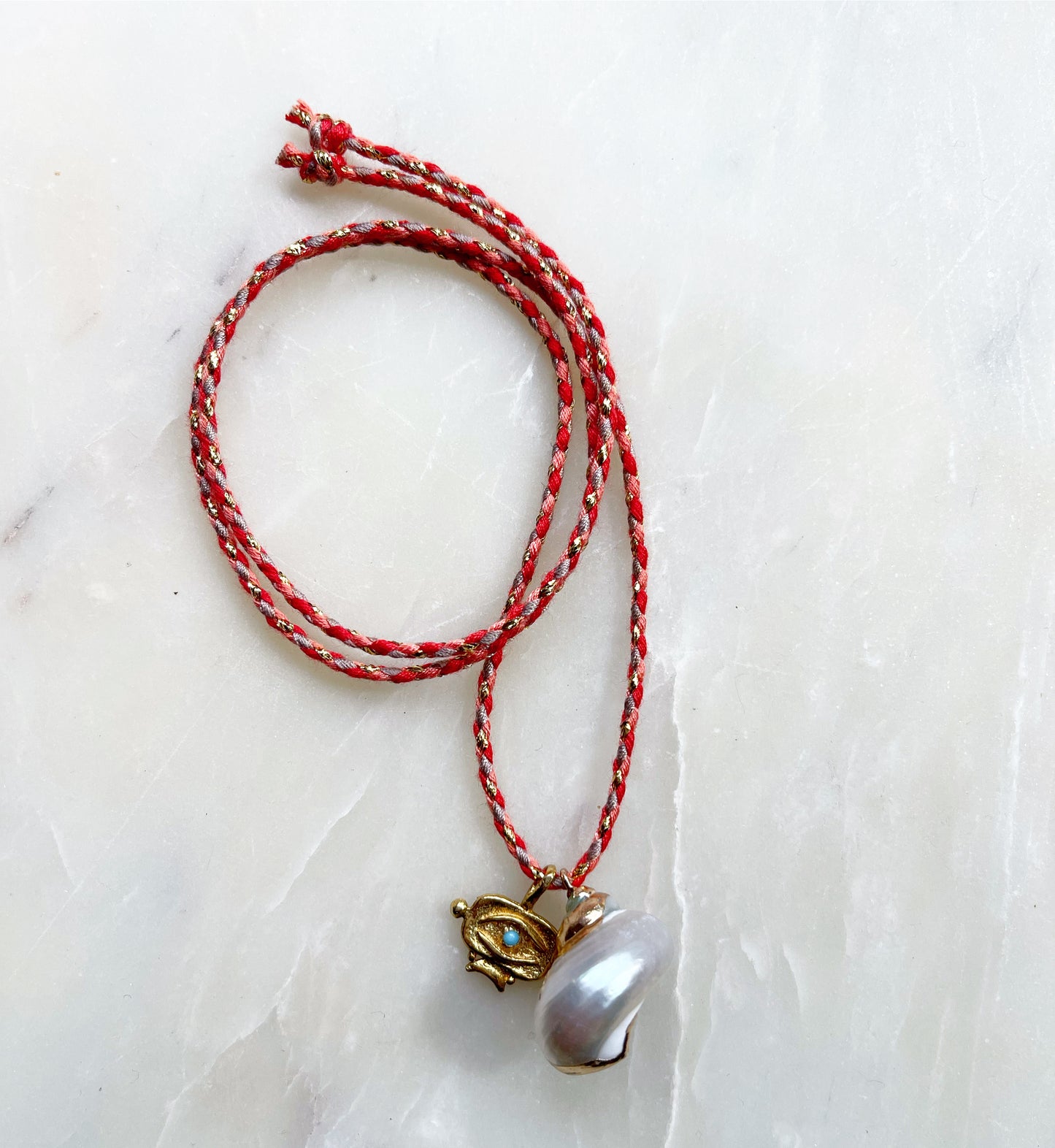 Coral Shell Tie Necklace