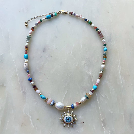 Semi Precious Stone Eye Necklace