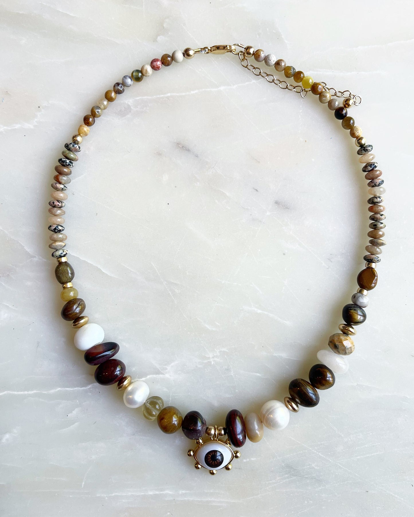 Neutral Tone Semi Precious Stone Necklace