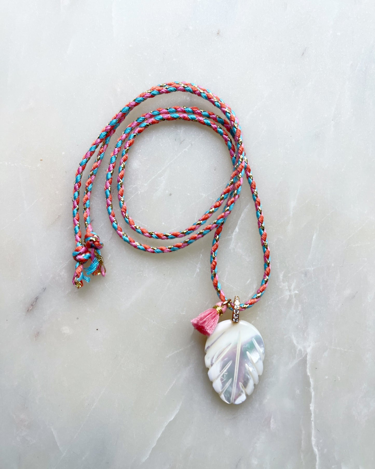 Carved Shell Tie Necklace