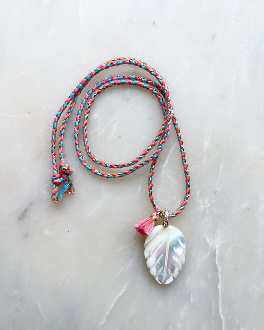 Carved Shell Tie Necklace