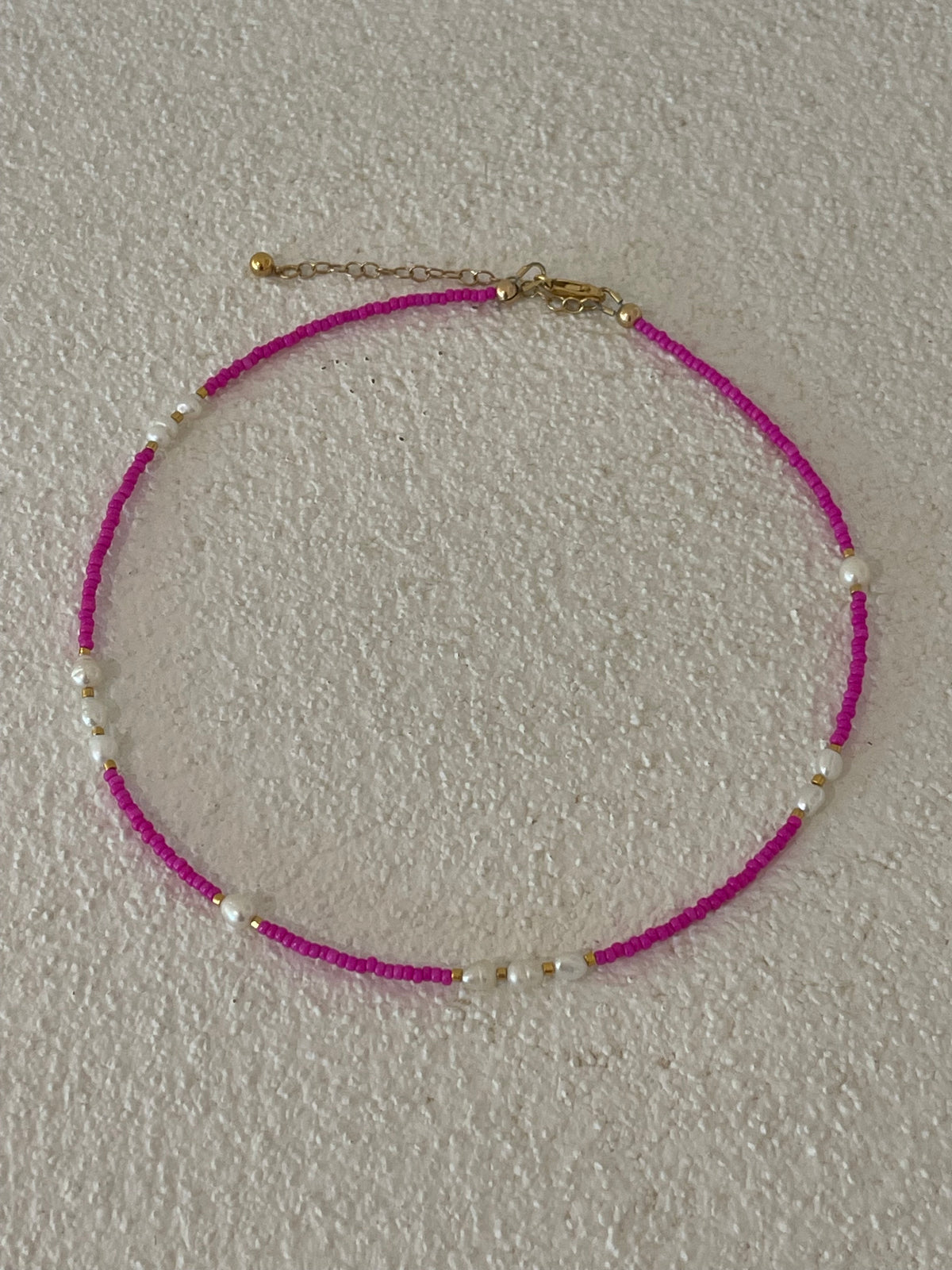 Hot pink pearl necklace