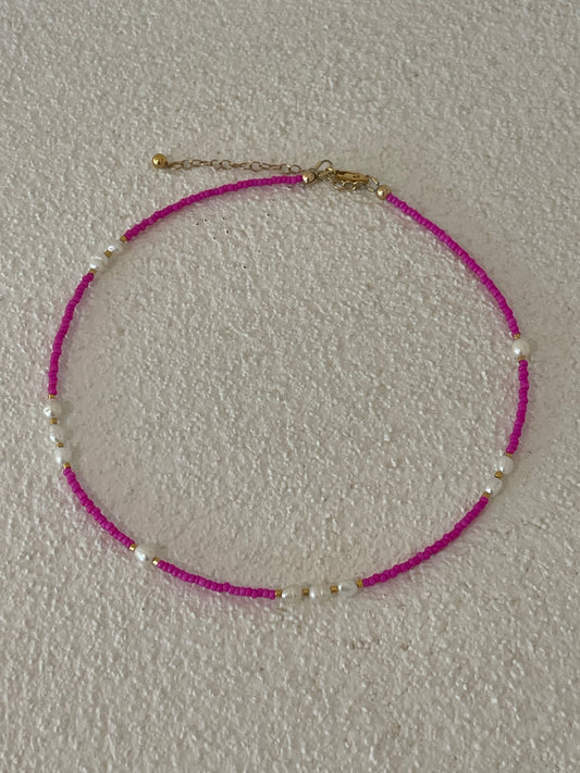 Hot pink pearl necklace