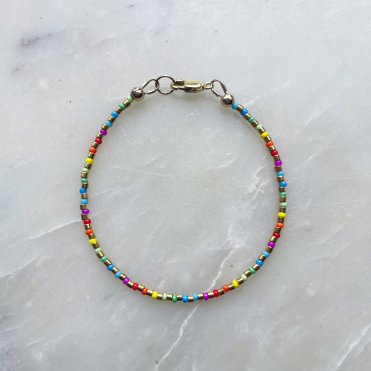 Neon Rainbow with Gold Bracelet