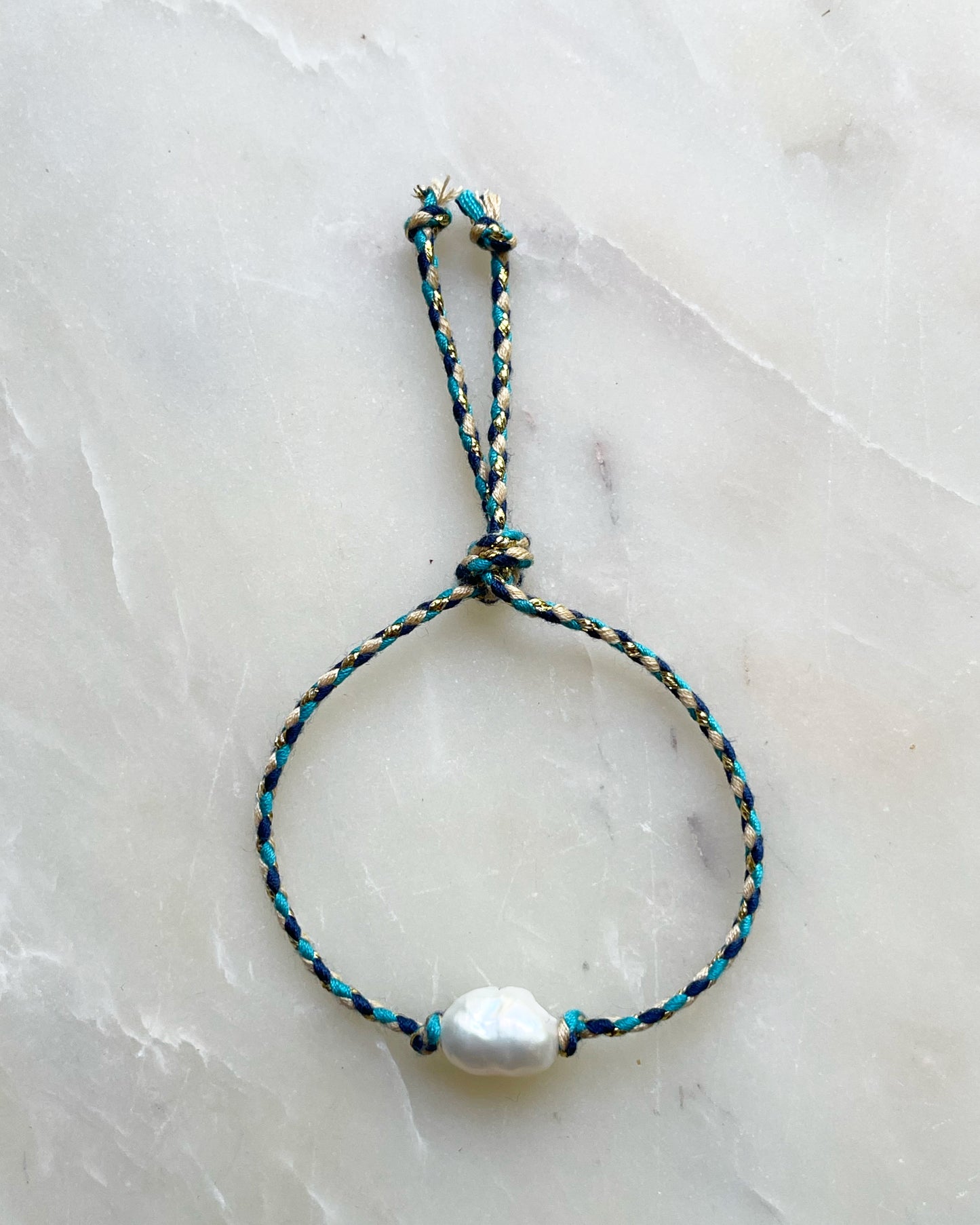 Tie on Bracelet in Peacock