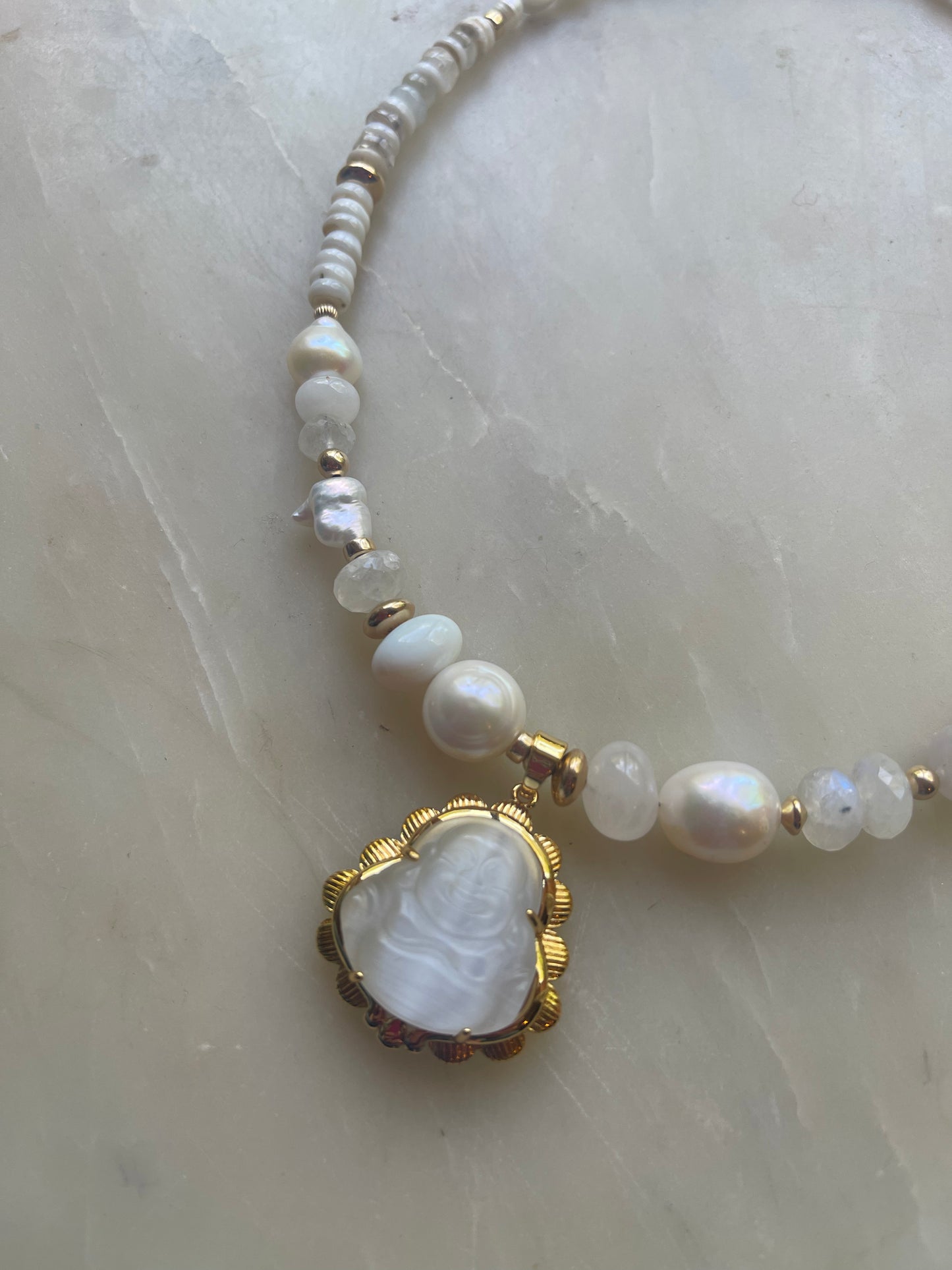 Moonstone & Shell Buddha