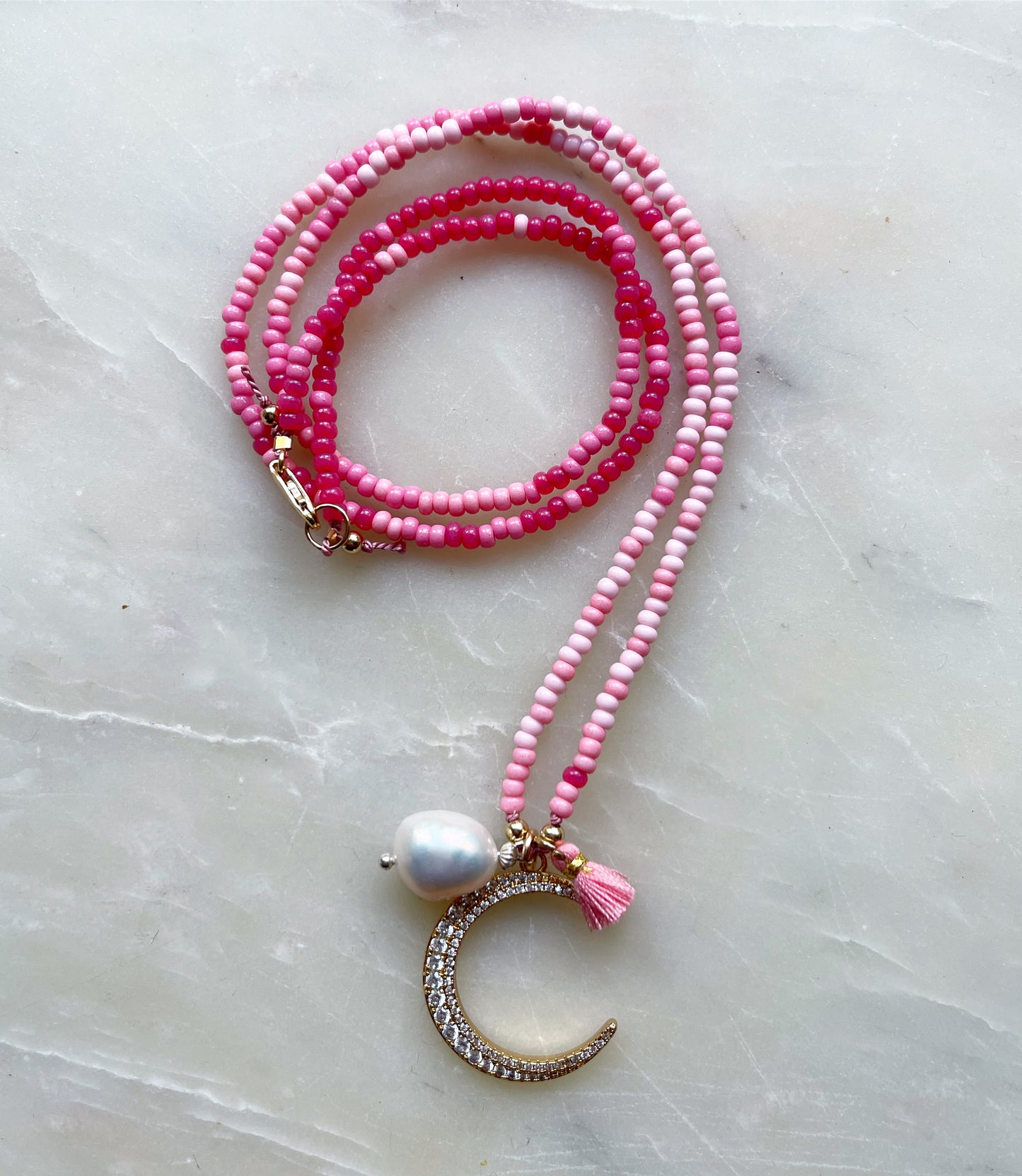 Fairy Floss Pink Tassel Necklace