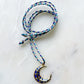 Crescent Moon Tie Necklace Dark Blue