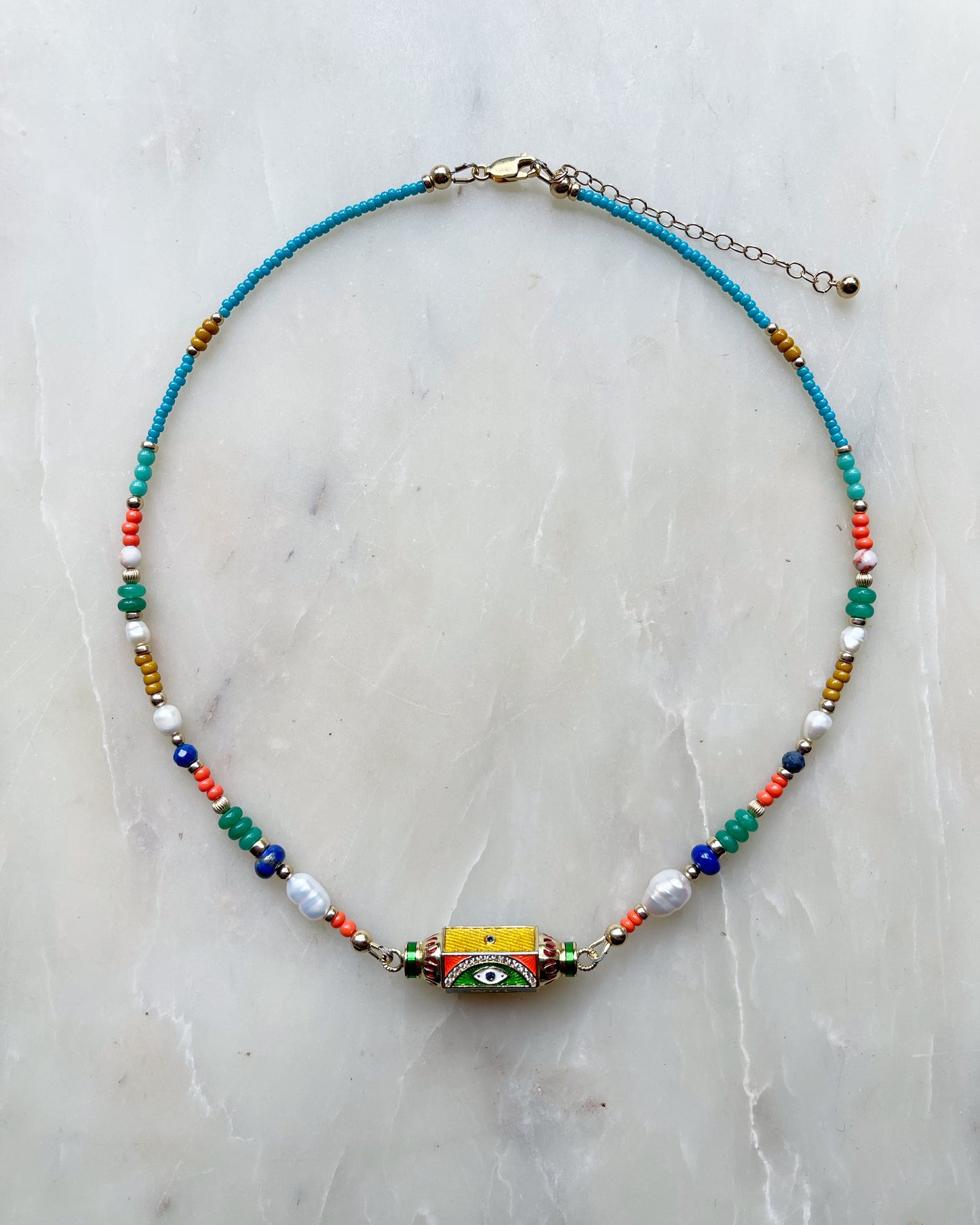 Enamel Connector Eye Necklace