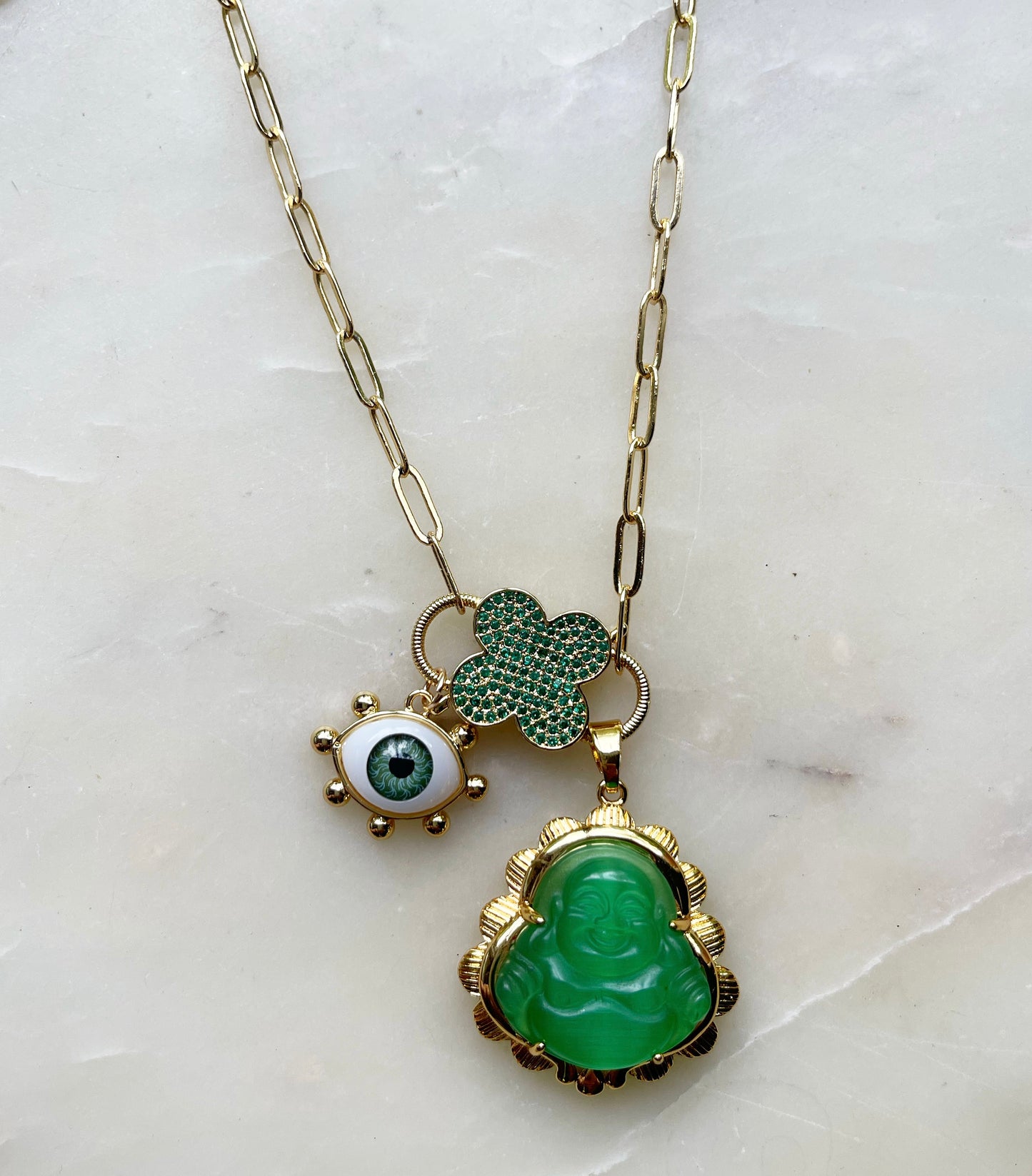 Dark Green Buddha Necklace